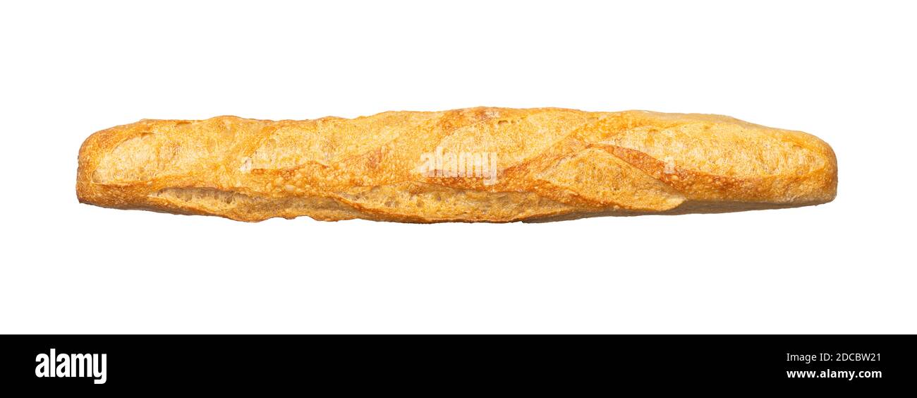 Baguette tradizionale francese isolato su sfondo bianco Foto Stock