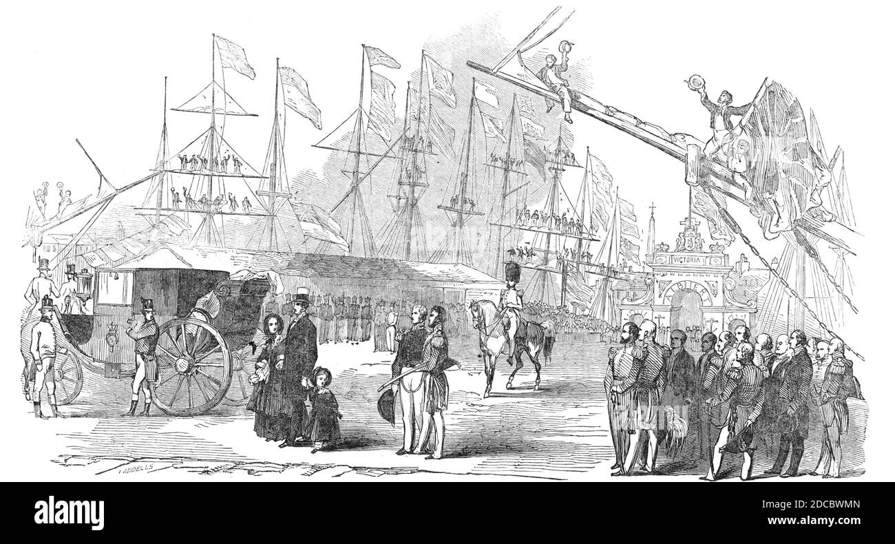 Il Partito reale al King William Dock, Dundee, 1844. La regina Victoria è accolta con favore quando arriva in Scozia. Da "Illustrated London News", 1844, Vol I. Foto Stock
