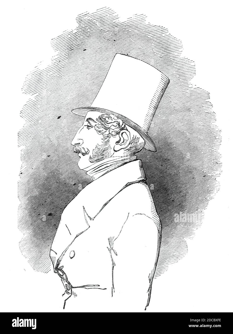 Ritratto del conte di Cardigan, Steward, 1844. Il tenente generale James Thomas Brudenell, VII conte di Cardigan, fu un ufficiale dell'esercito britannico che guidò l'incarico della Brigata leggera nella battaglia di Balaclava durante la guerra di Crimea. Fu anche un amministratore delle corse ippiche di Northampton. Da "Illustrated London News", 1844, Vol I. Foto Stock