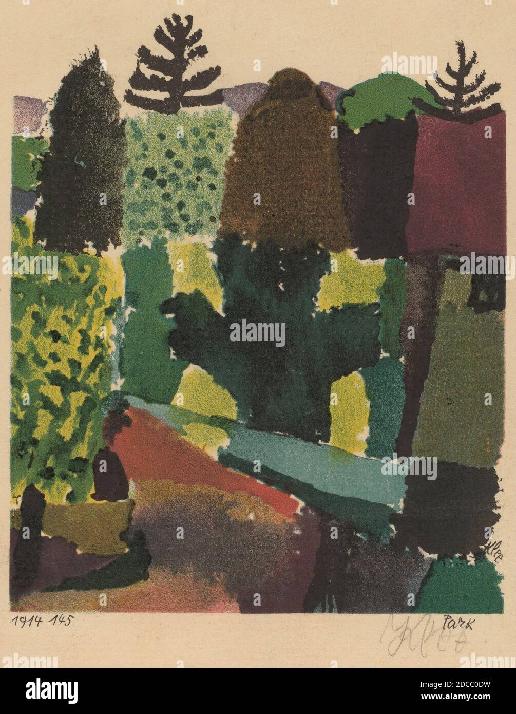 Paul Klee, (artista), Svizzera, 1879 - 1940, Park, 1920, facsimile  litografico a colori, immagine: 12.4 x 10.2 cm (4 7/8 x 4 pollici), foglio:  26.9 x 18.6 cm (10 9/16 x 7 5/16 pollici Foto stock - Alamy