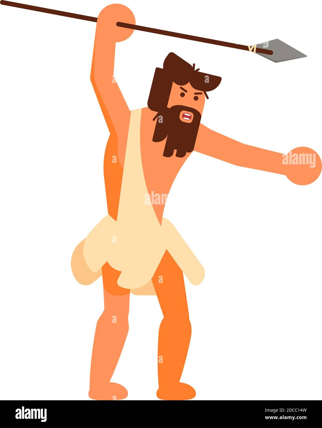 Pietra età umana icona isolato su sfondo bianco. Illustrazione vettoriale. Homo sapiens cacciatore uomo Illustrazione Vettoriale