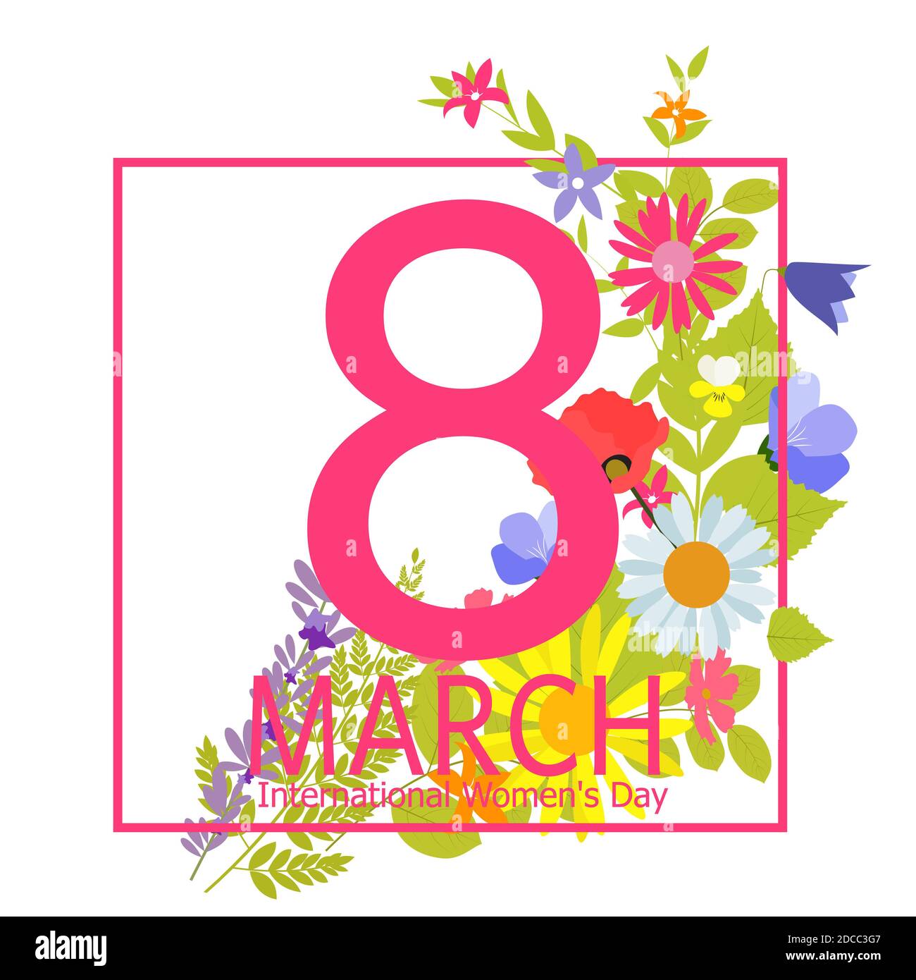 Biglietto d'auguri per il giorno della donna 8 marzo Illustrazione Foto Stock