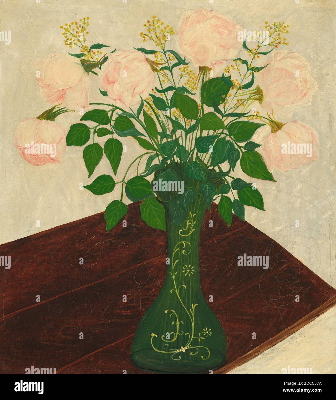 American 19 ° secolo, (artista), Rose rosa, quarto quarto quarto 19 ° secolo, olio su tela, totale: 40.7 x 36.5 cm (16 x 14 3/8 pollici), incorniciato: 53.6 x 49.8 x 3.9 cm (21 1/8 x 19 5/8 x 1 9/16 pollici Foto Stock