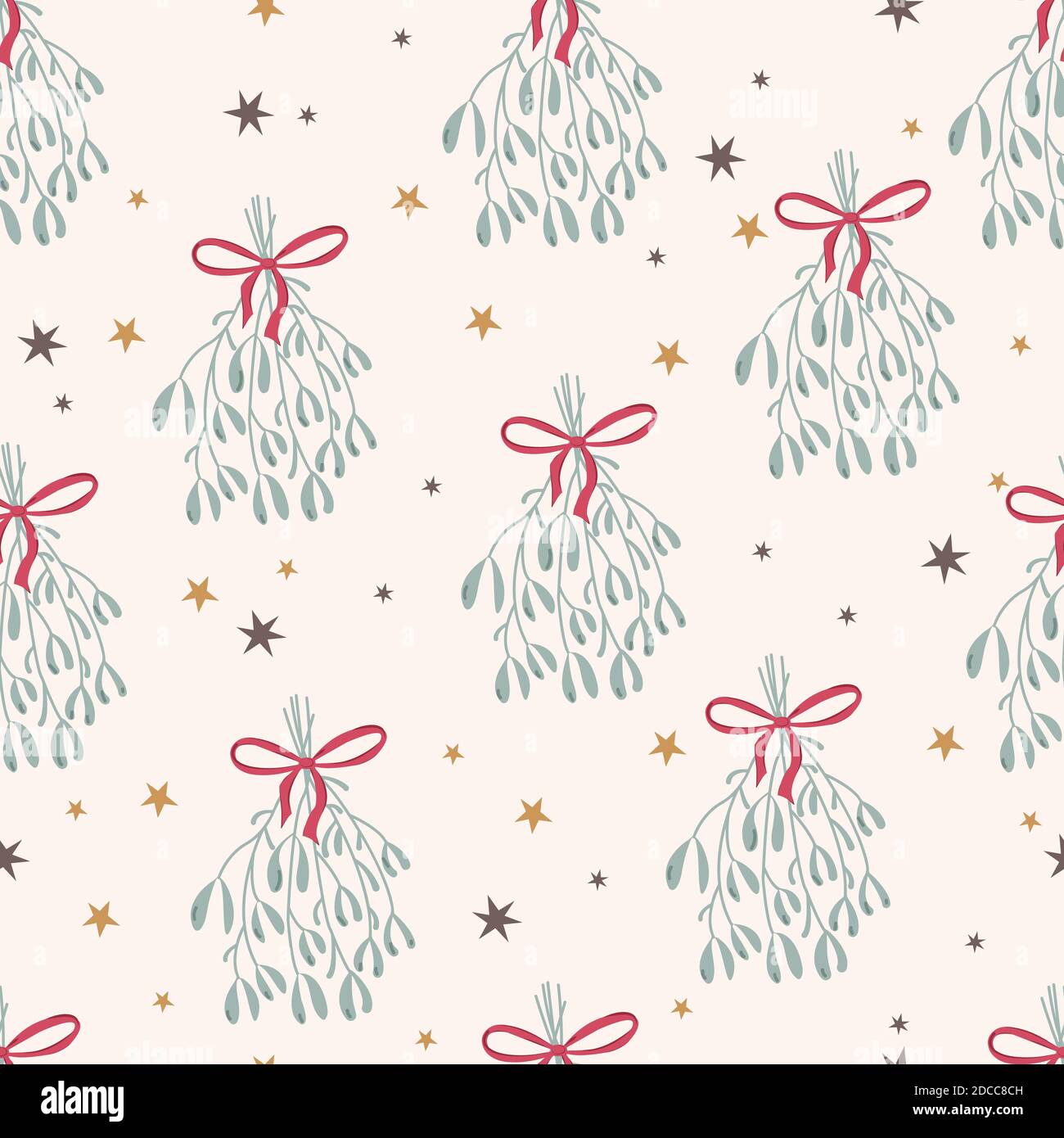 Motivo senza giunture natalizie con rami di abete e baubles. Illustrazione Vettoriale
