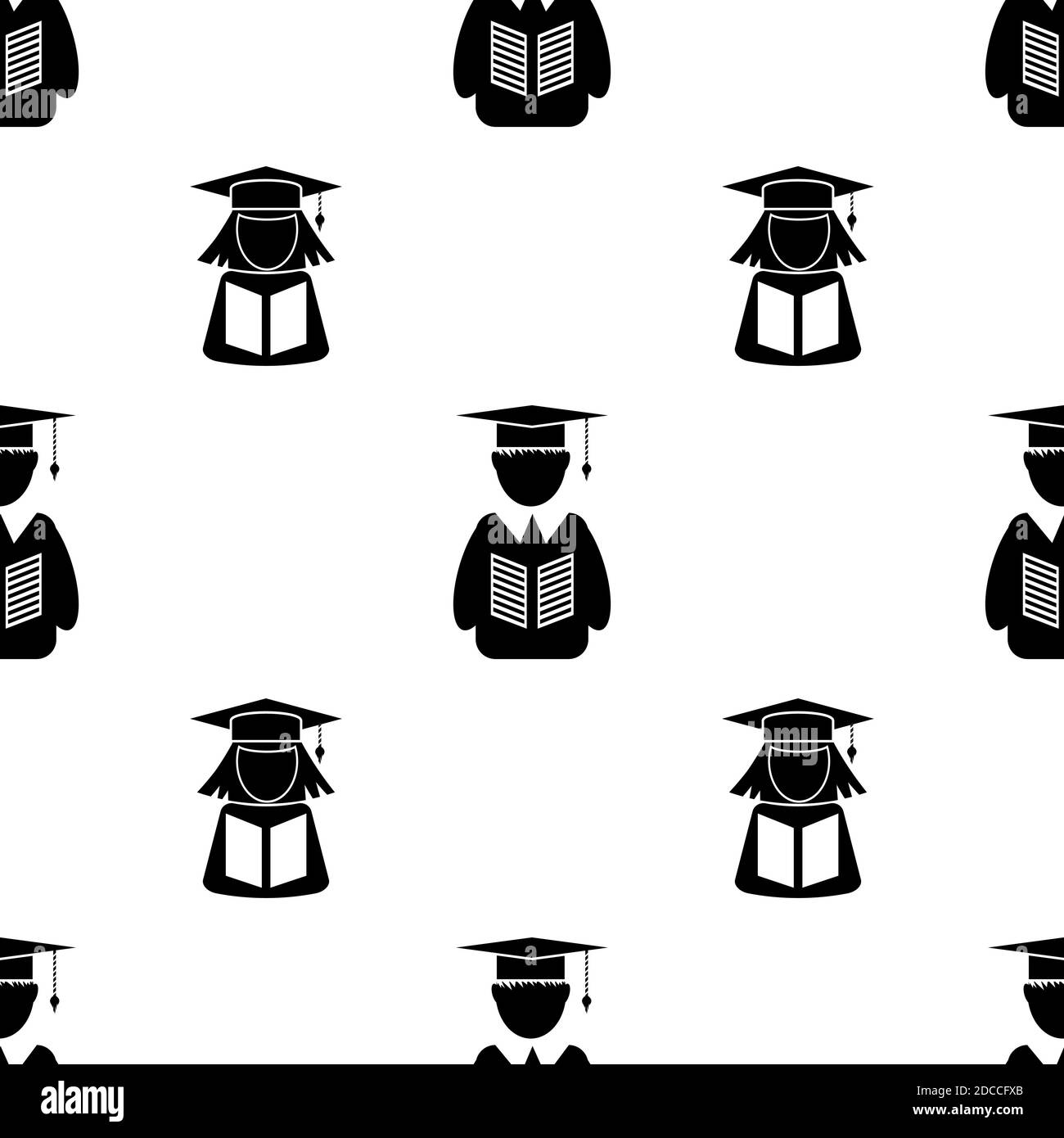 Icona studente modello senza giunture isolato su sfondo bianco Illustrazione Vettoriale