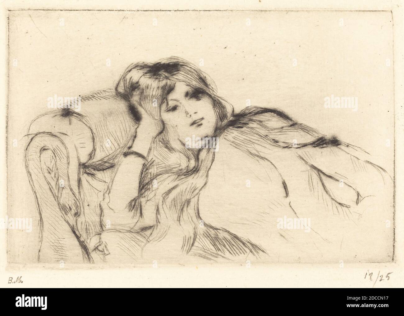 Berthe Morisot, (artista), francese, 1841 - 1895, Rest, Cahier de huit pointes seches, (serie), 1888/1890, drypoint Foto Stock