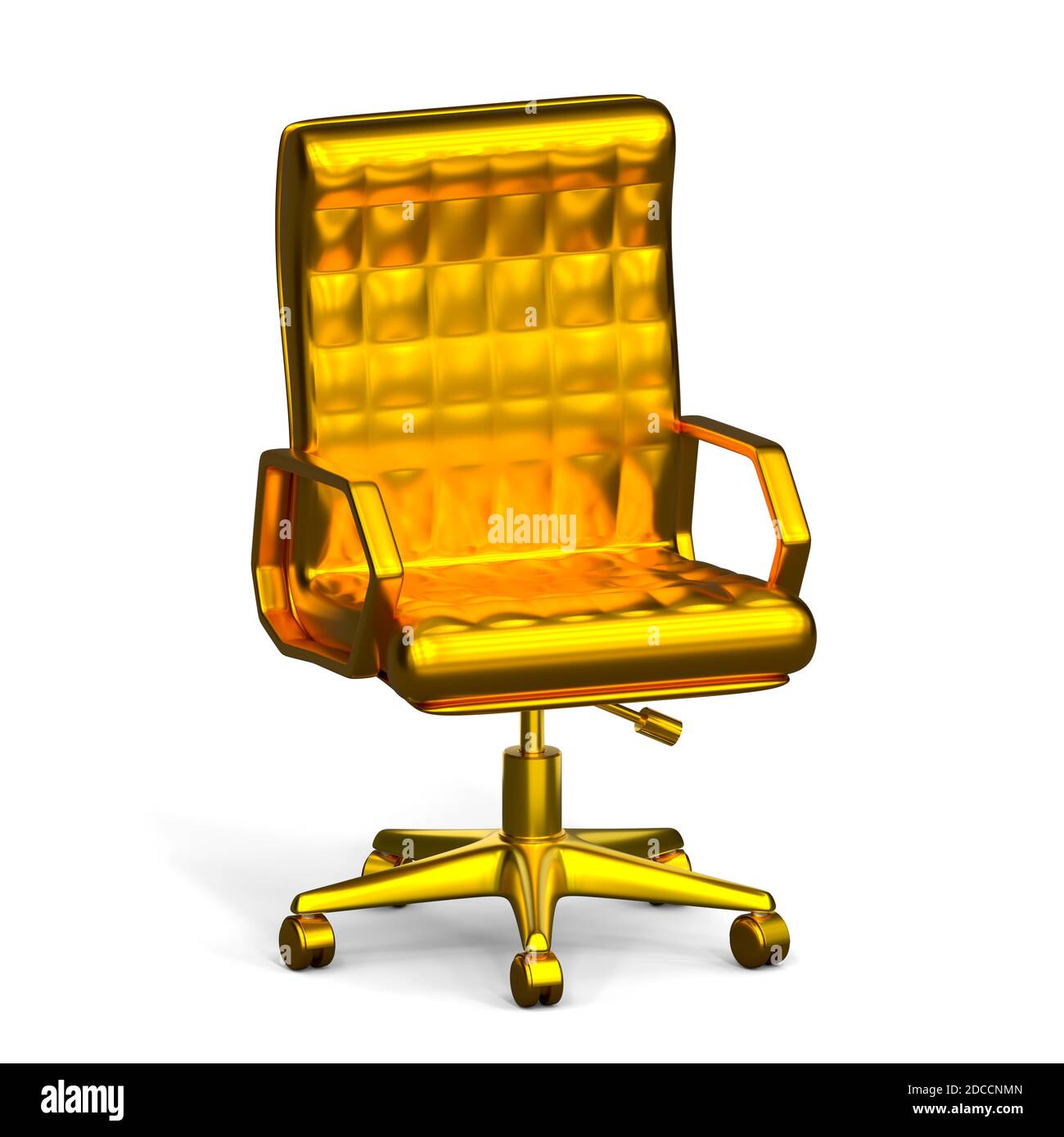 Sedia da ufficio dorata su sfondo bianco Foto Stock