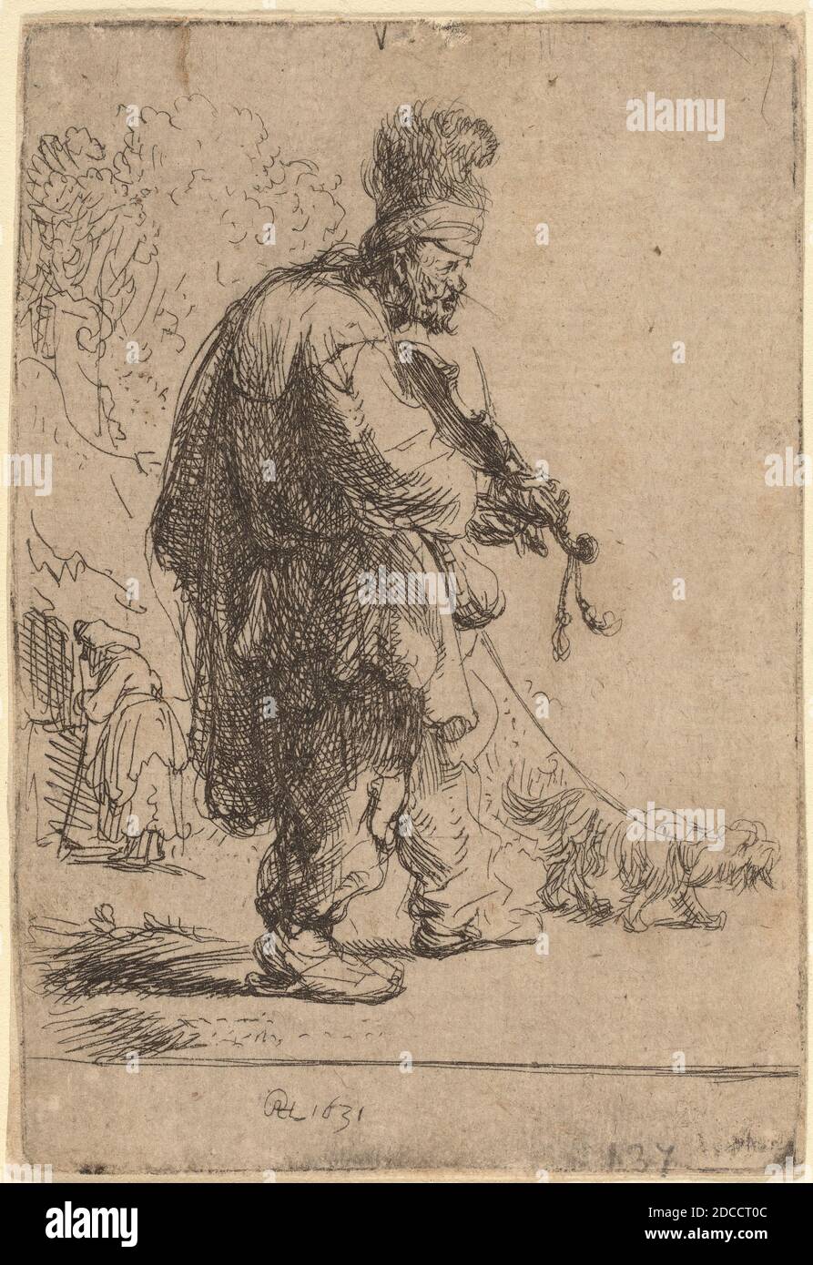 Rembrandt van Rijn, (artista), olandese, 1606 - 1669, The Blind Fiddler, 1631, incisione Foto Stock