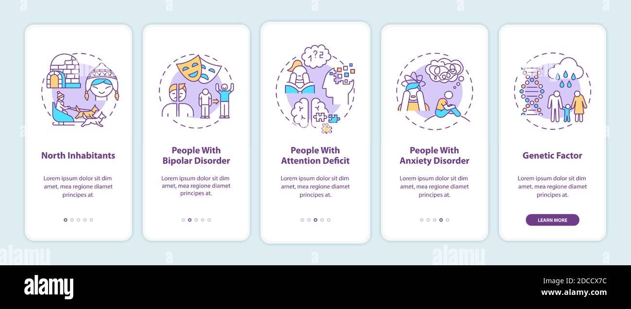 GRUPPI DI rischio TRISTI che si imbarcano nella schermata della pagina dell'app mobile con concetti Illustrazione Vettoriale