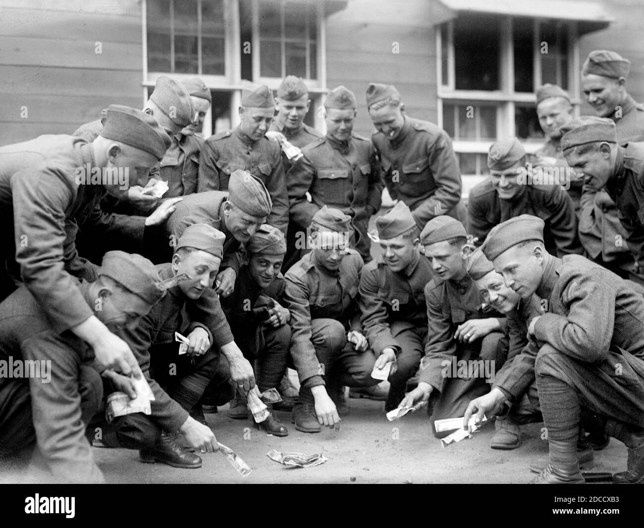 WWI, Soldiers Tiro Craps Foto Stock