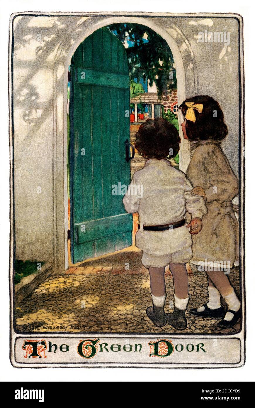 La porta verde Foto Stock