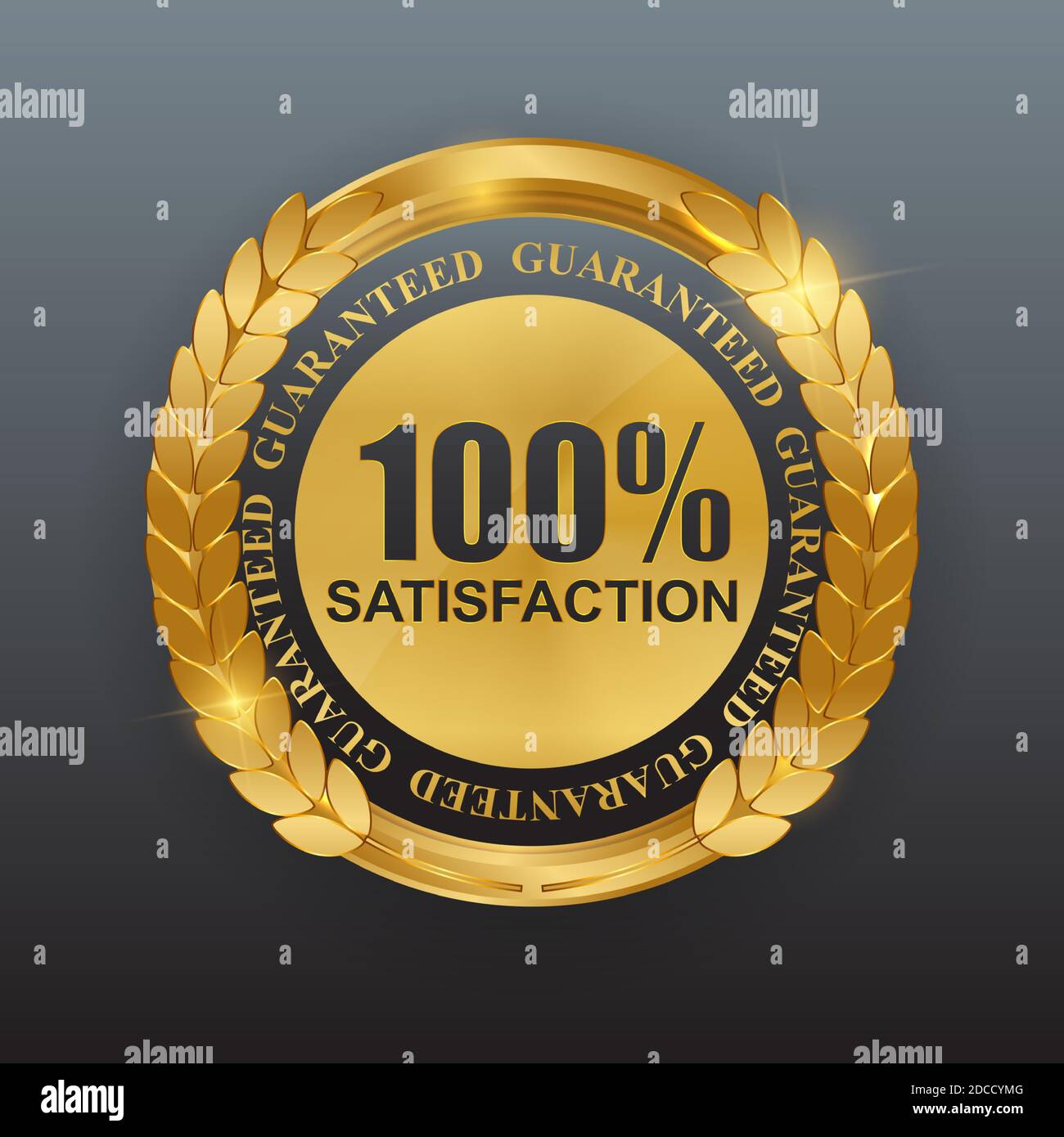 Modello di soddisfazione al 100% abstract Gold Label. Illustrazione vettoriale Illustrazione Vettoriale