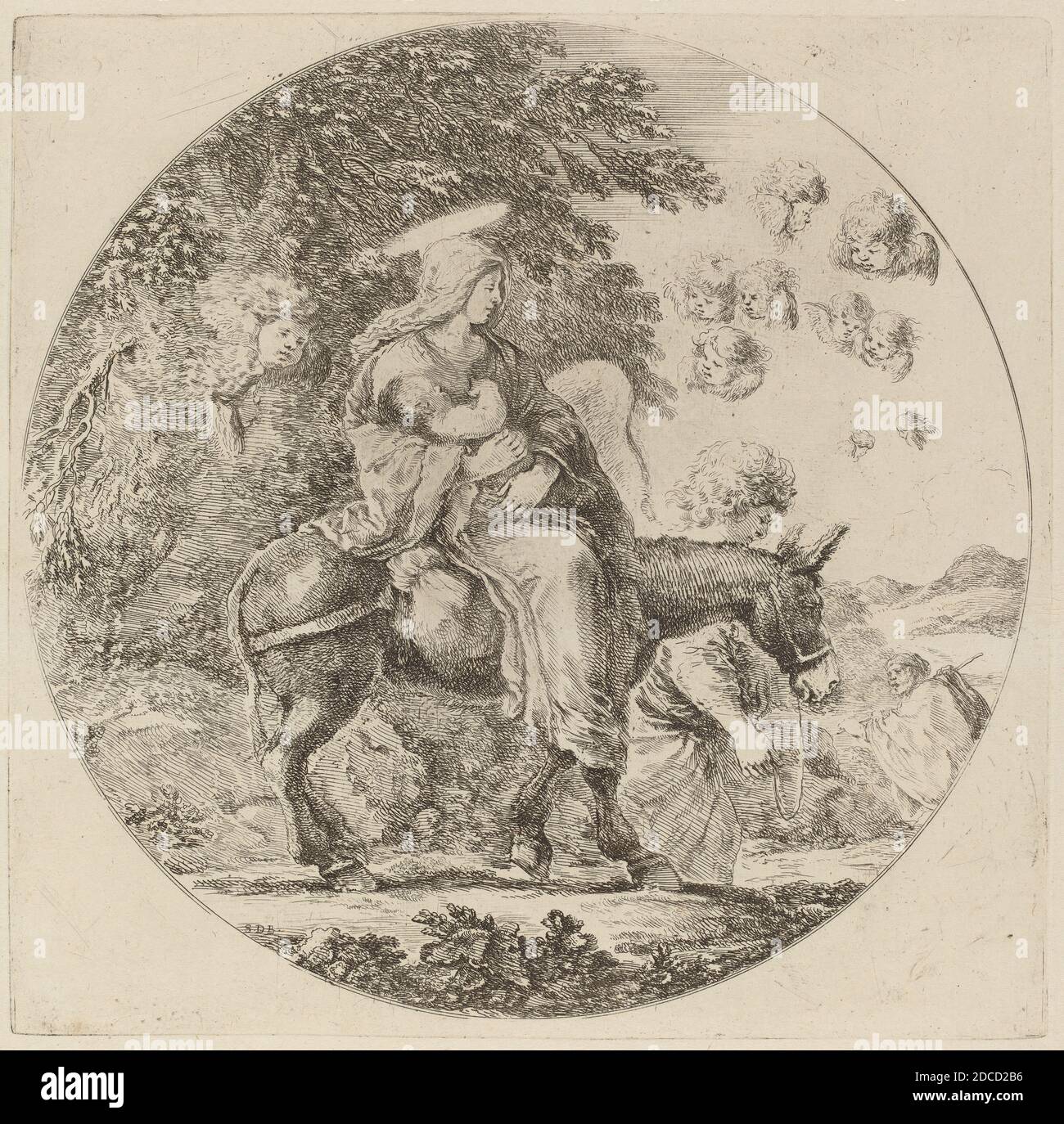 Stefano della Bella, (artista), fiorentino, 1610 - 1664, il volo in Egitto, Quadreria Medicea, vol.3 (1986.50.11-108), (serie), probabilmente 1662, incisione su carta deposta Foto Stock