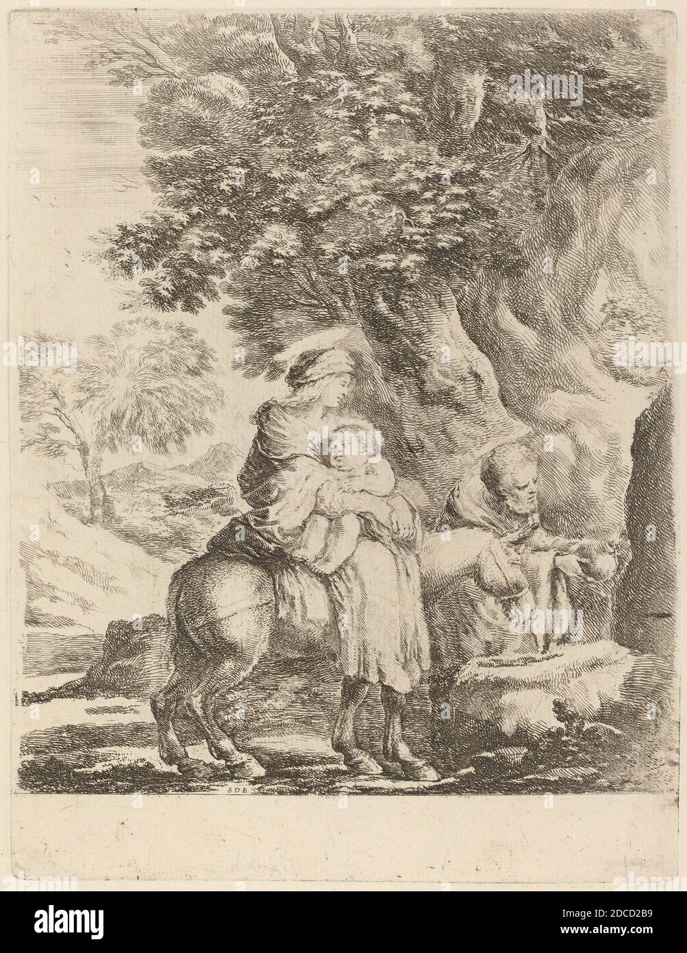 Stefano della Bella, (artista), fiorentino, 1610 - 1664, il volo in Egitto, Quadreria Medicea, vol.3 (1986.50.11-108), (serie), incisione su carta deposta Foto Stock