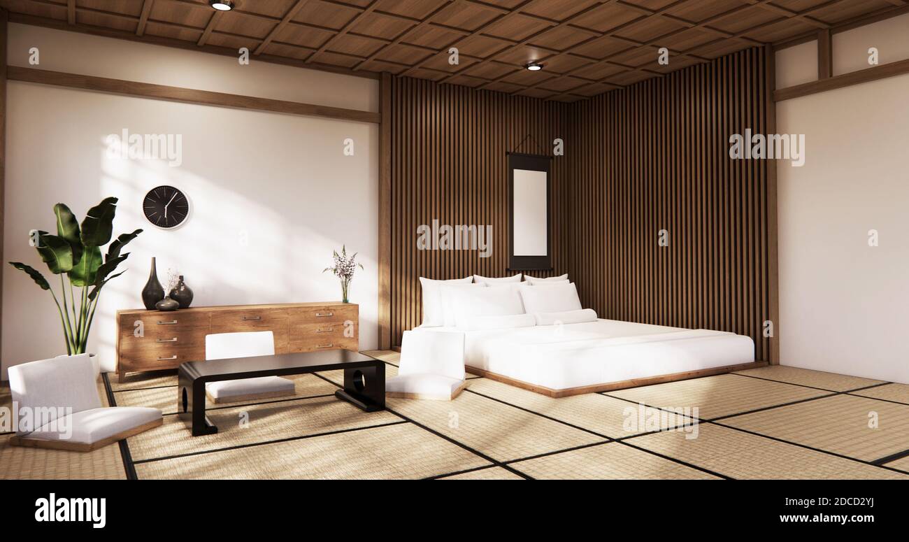 La Camera da Letto in stile Giapponese.rendering 3D Foto Stock