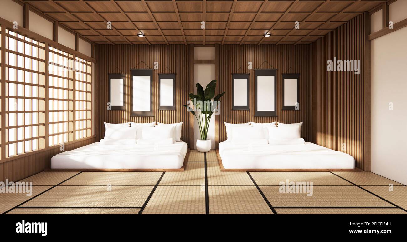 La Camera da Letto in stile Giapponese.rendering 3D Foto Stock