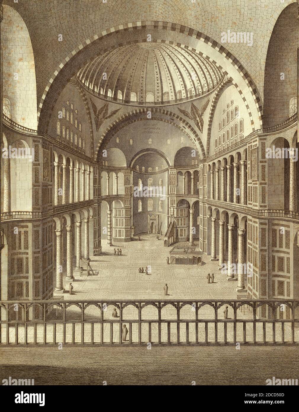 Interno di Hagia Sophia, Istanbul, Turchia, 1786 Foto Stock