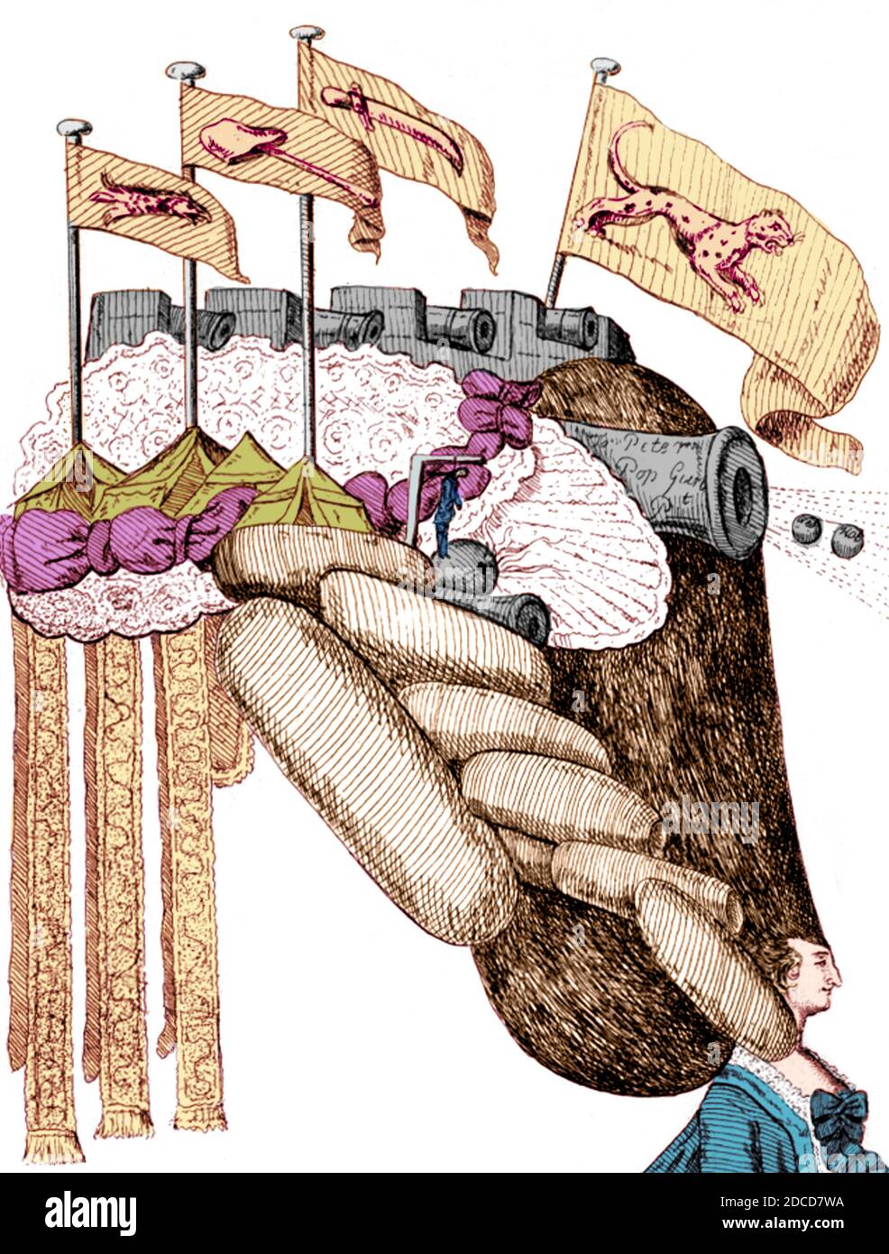 Fort Moultrie, elaborare acconciatura, parrucca, 1776 Foto Stock