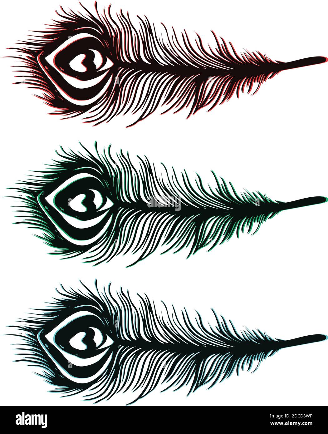 Design creativo disegno in piuma d'oca in pavone Illustrazione Vettoriale
