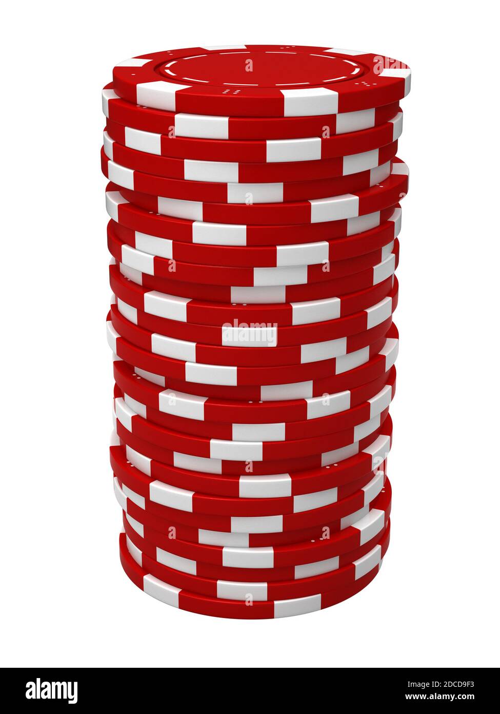 rendering 3d del mucchio rosso di chip casinò isolato su bianco sfondo Foto Stock