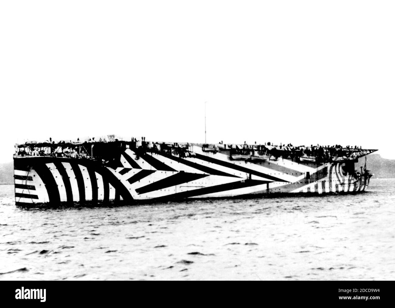 WWI, HMS Argus, Dazzle Camouflage, 1918 Foto Stock