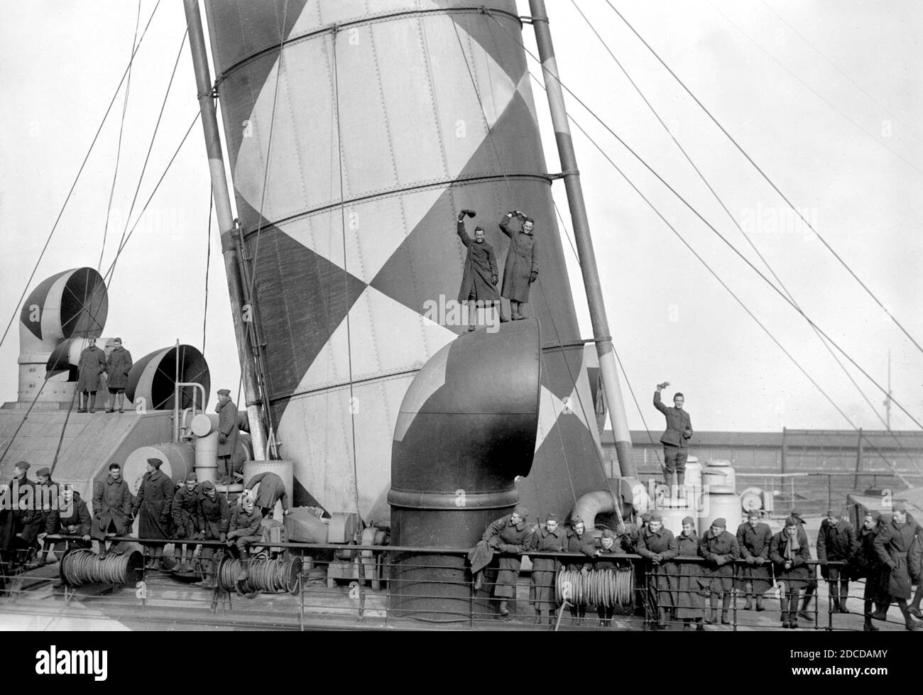 WWI, RMS Mauretania, Dazzle Camouflage, 1918 Foto Stock