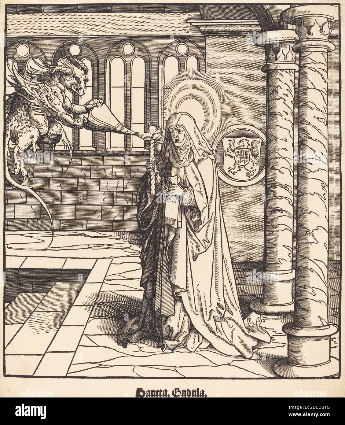 Leonhard Beck, (artista), tedesco, c.. 1480 - 1542, San Gudula, Santi connessi con la Casa di Asburgo, (serie), 1516/1518, taglio di legno Foto Stock