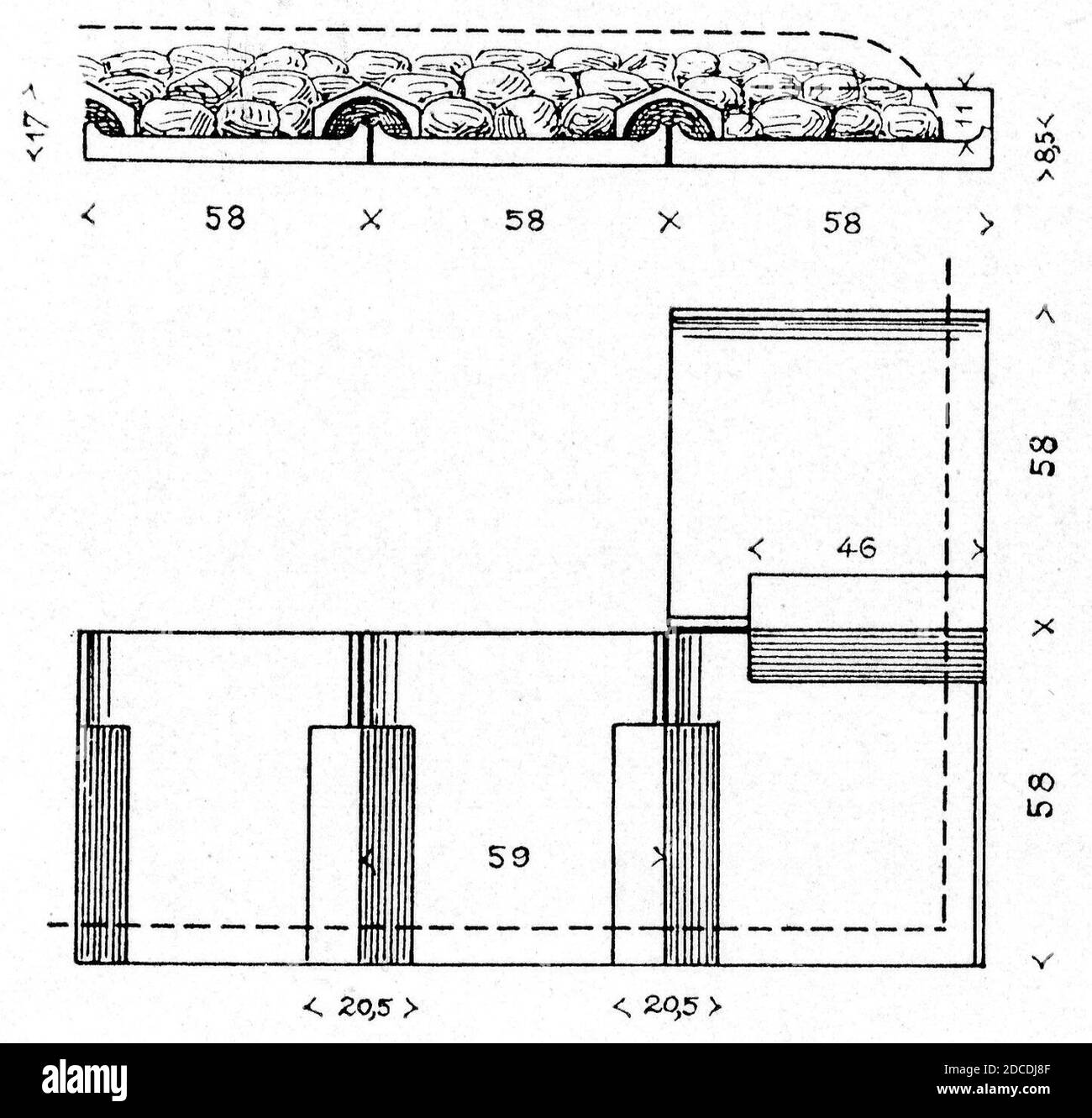 Kerameikos Grabbezirk des Eubios von Potamos Ziegelabdeckung (Der Friedhof am Eridanos, ABB. 69). Foto Stock