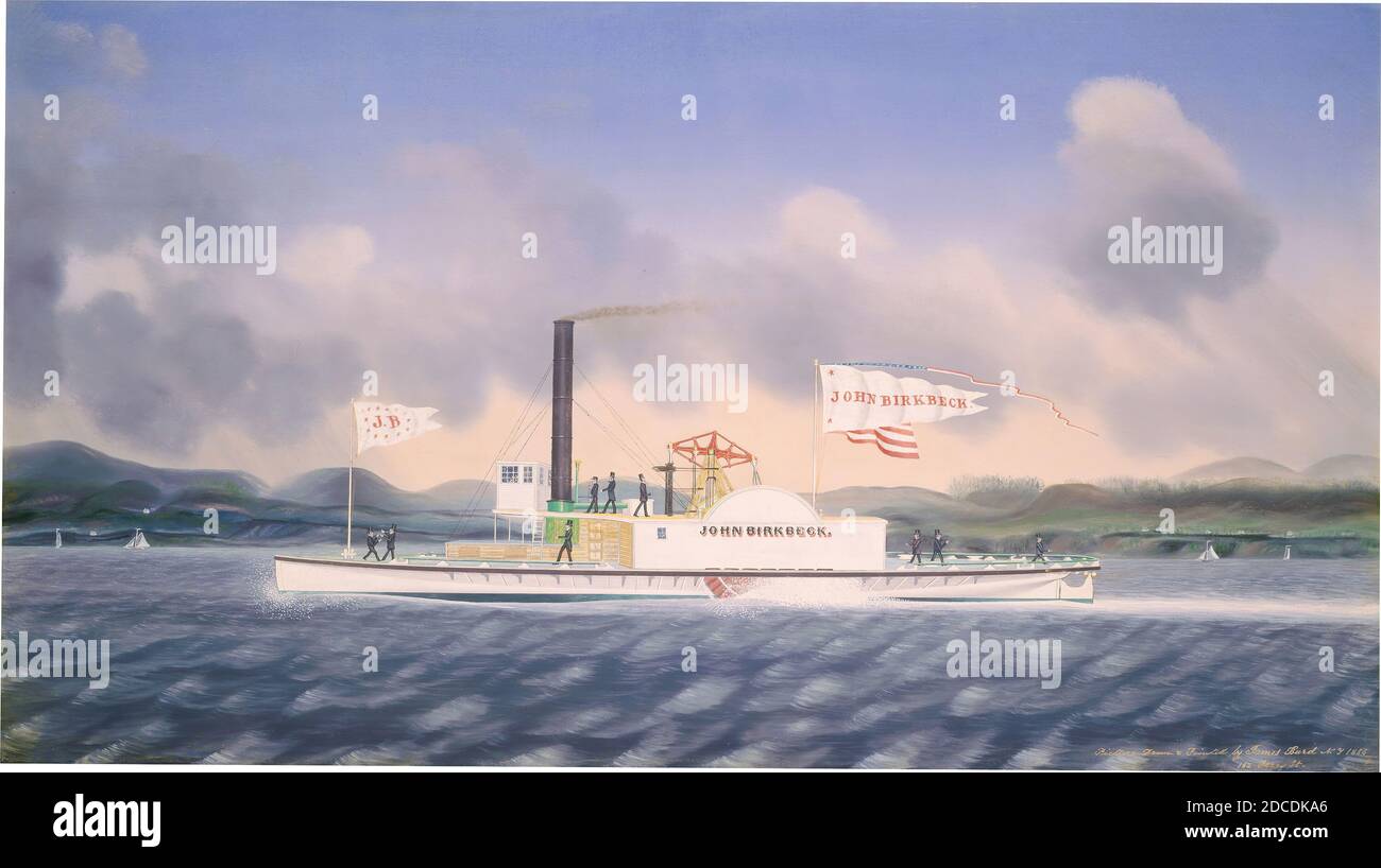 James Bard, (artista), americano, 1815 - 1897, Towboat 'John Birkbeck', 1854, olio su tela, totale: 75.8 x 133 cm (29 13/16 x 52 3/8 pollici), incorniciato: 87.6 x 145.4 cm (34 1/2 x 57 1/4 pollici Foto Stock