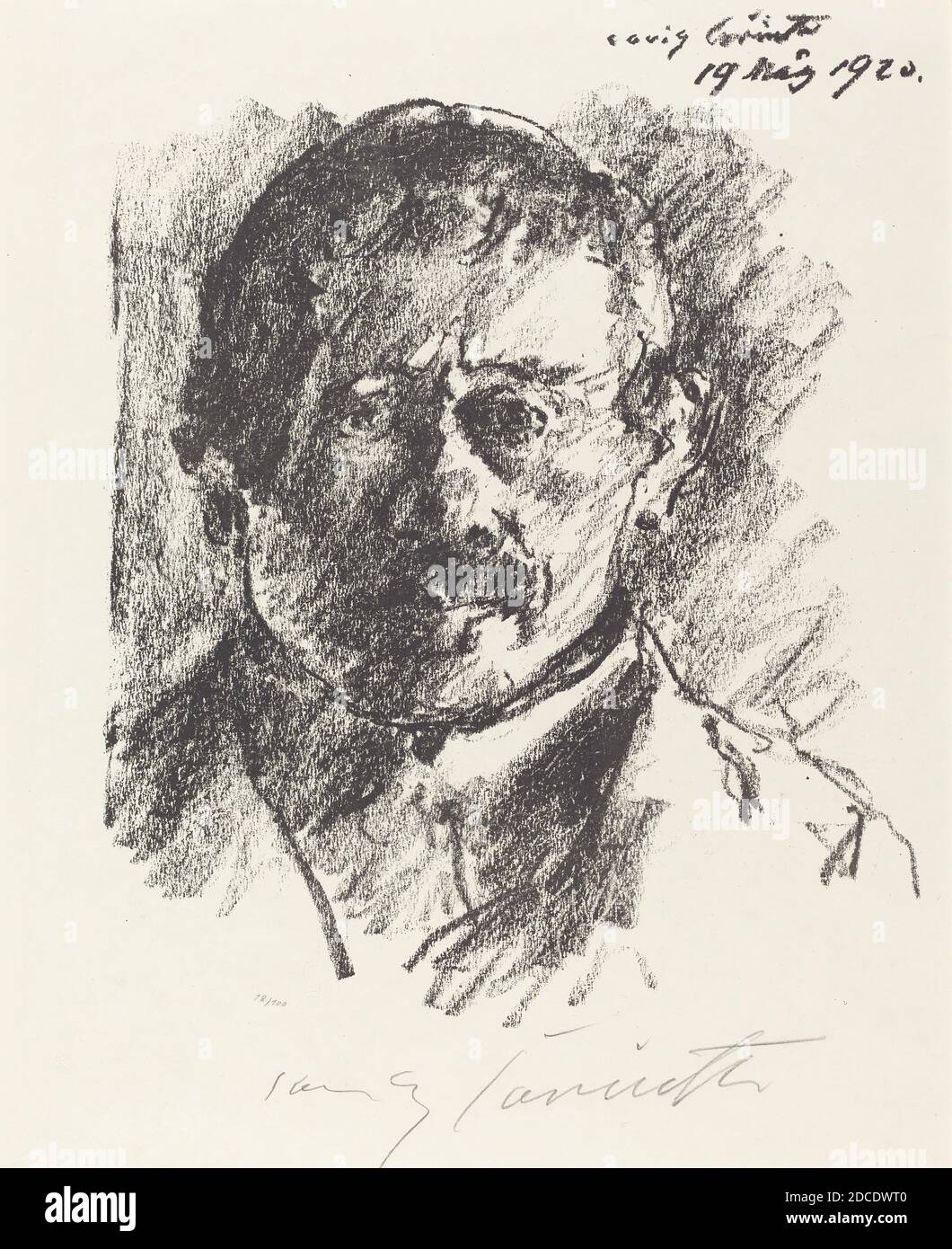 Lovis Corinth, (artista), tedesco, 1858 - 1925, Selbstbildnis (Autoritratto), 1920, litografia in nero, immagine: 29 × 25 cm (11 7/16 × 9 13/16 pollici Foto Stock