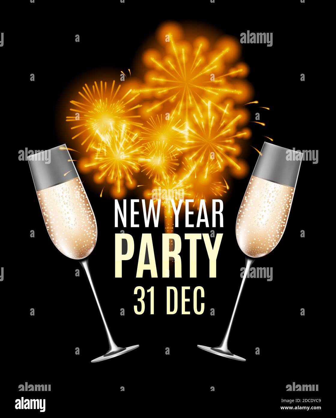 Felice festa di Capodanno 31 dicembre Poster Illustrazione Foto Stock