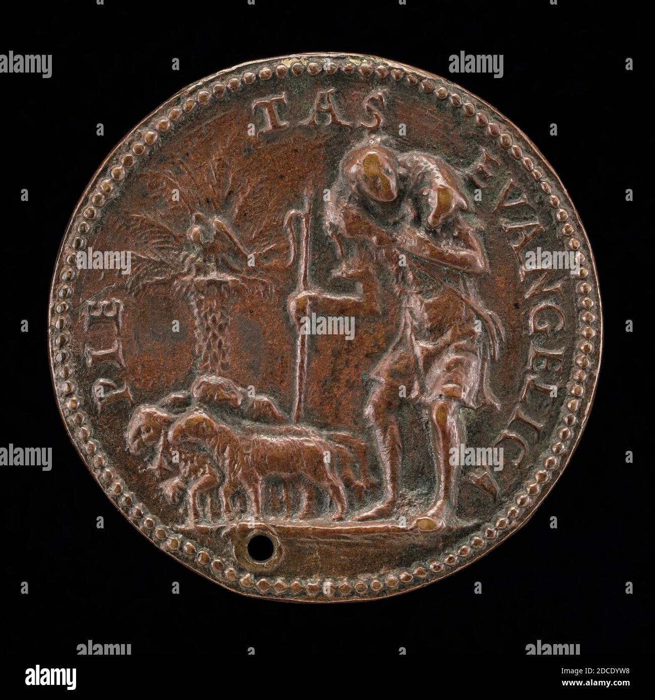 Veneziano XVI secolo, (artista), Pastore con un gregge, c.. 1507/1514, bronzo, totale (diametro): 4.42 cm (1 3/4 in.), peso lordo: 30.35 gr (0.067 lb.), asse: 6:00 Foto Stock