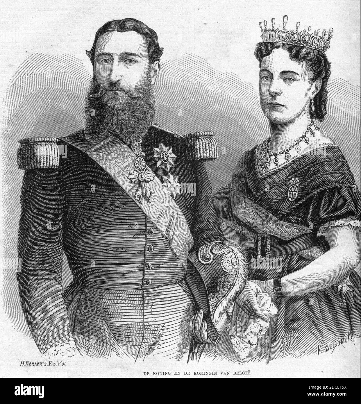 Kath. Illustratie 1869-1870 nr 46 p. 364 De koning en de koningin van België. Foto Stock