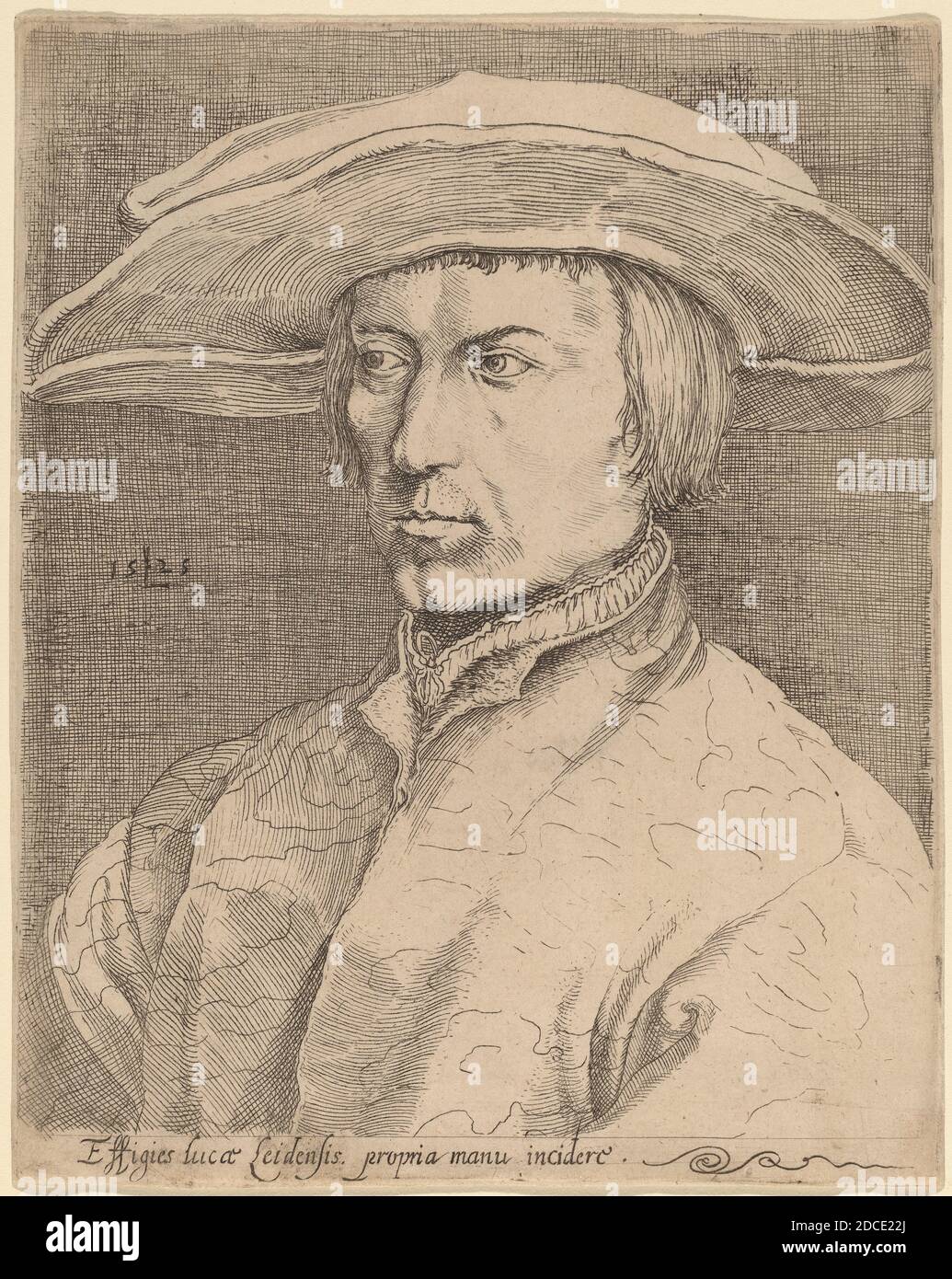 Olandese 16 ° secolo, (artista), Lucas van Leyden, (artista collegato), Netherlandish, 1489/1494 - 1533, Albrecht Dürer, (artista dopo), tedesco, 1471 - 1528, autoritratto, 1525, incisione Foto Stock