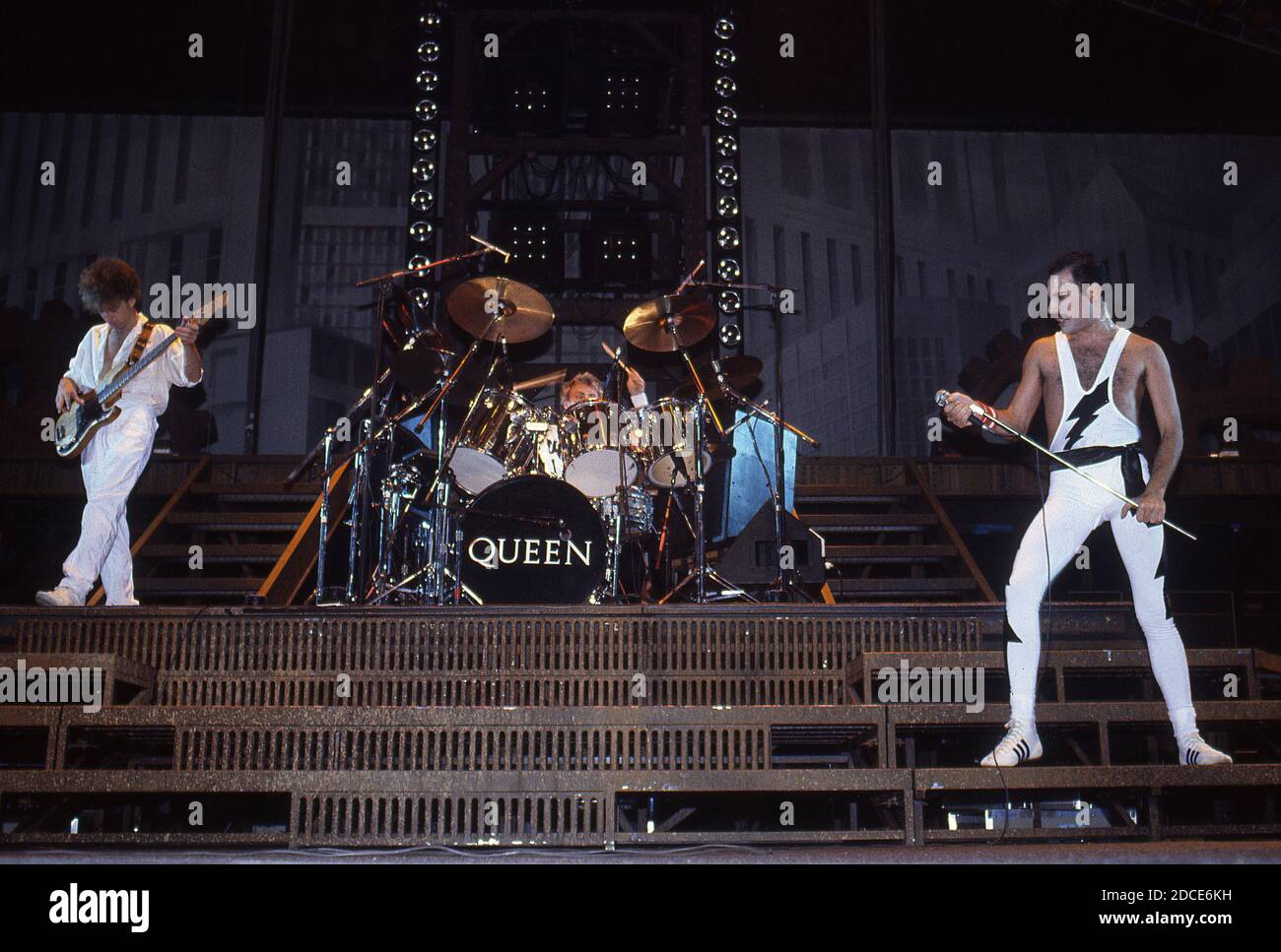 La rock band inglese Queen in concerto alla Wembley Arena di Londra 4.9.1984 Foto Stock