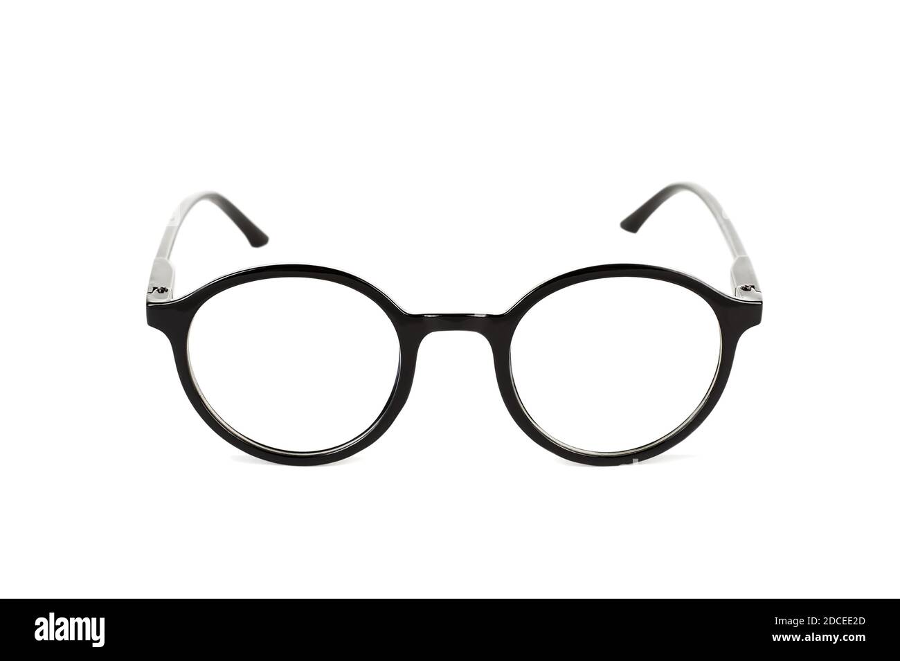 Occhiali isolati su sfondo bianco un modello ideale per il design degli occhiali basato su una foto in studio di alta qualità Foto Stock