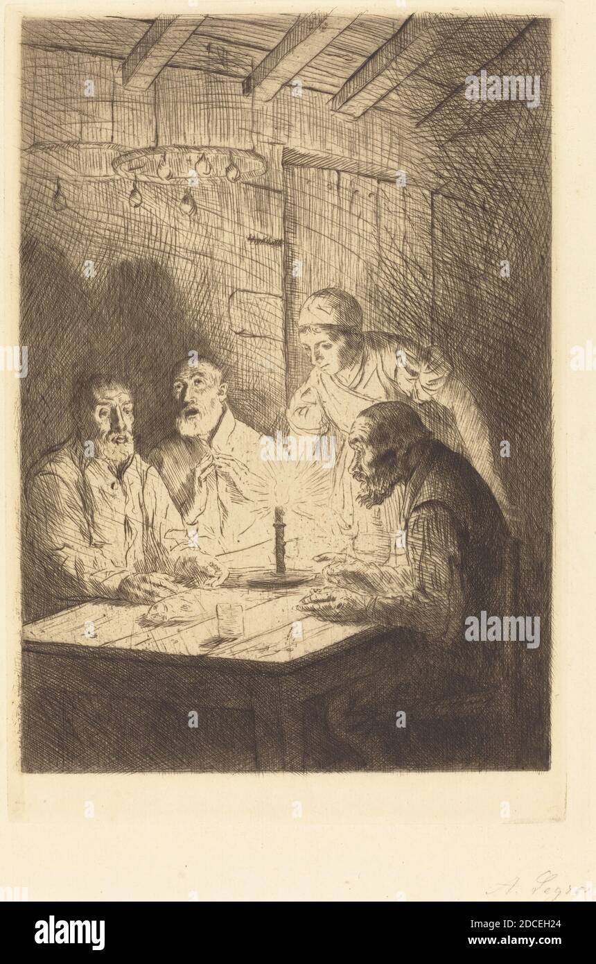 Alphonse Legros, (artista), francese, 1837 - 1911, cena dei poveri (le souper chez misere), incisione? e il punto secco Foto Stock