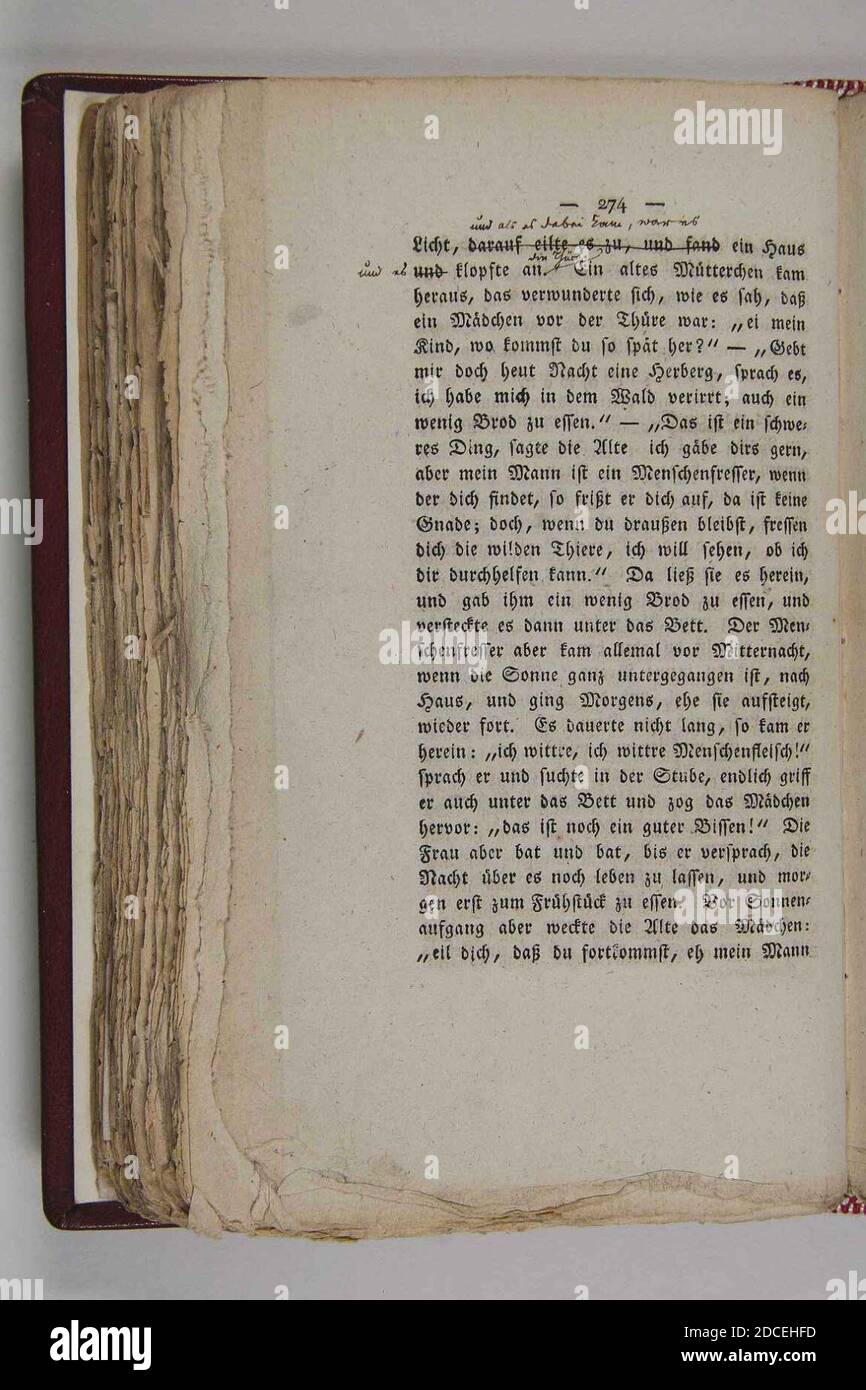 Kinder und Hausmärchen (Grimm) 1812 i 274. Foto Stock