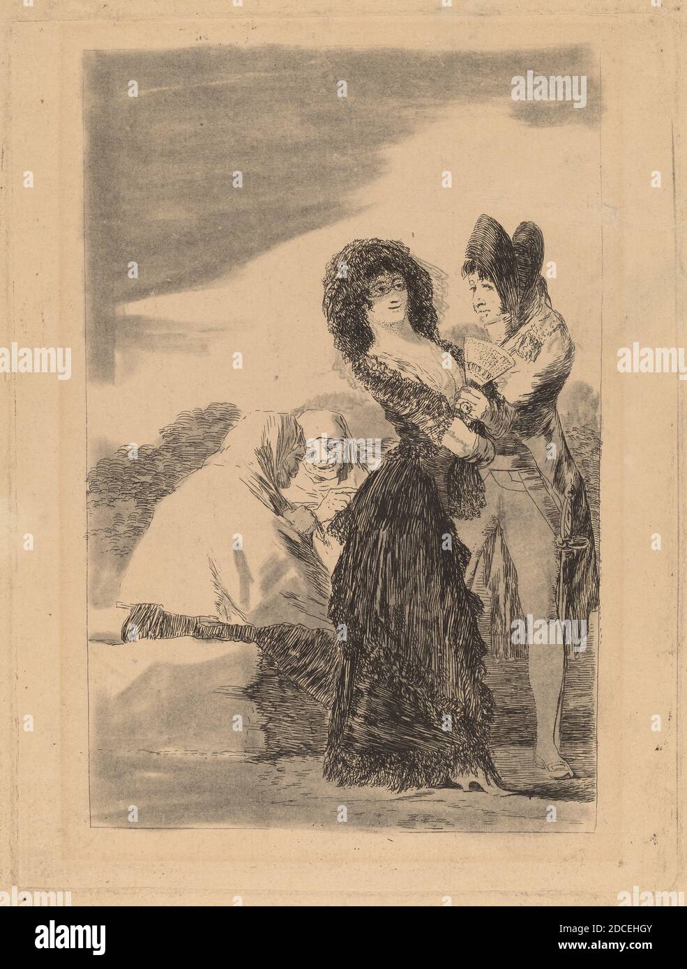Francisco de Goya, (artista), Spagnolo, 1746 - 1828, tal para qual (due del genere), Los Caprichos (piatto 5), (serie), in o prima del 1799, incisione ritoccata con gesso nero, strofinata o inciampata, piatto: 19.9 x 15.1 cm (7 13/16 x 5 15/16 pollici), foglio: 25.6 x 18 cm (10 1/16 x 7 1/16 pollici Foto Stock
