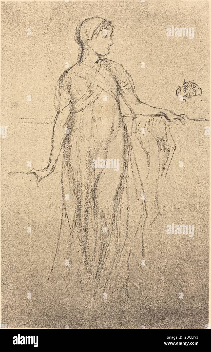 James McNeill Whistler, (artista), americano, 1834 - 1903, Studio, 1879, litografia in nero su carta su carta, immagine: 26 × 16.5 cm (10 1/4 × 6 1/2 pollici), foglio: 35.8 × 26 cm (14 1/8 × 10 1/4 pollici Foto Stock