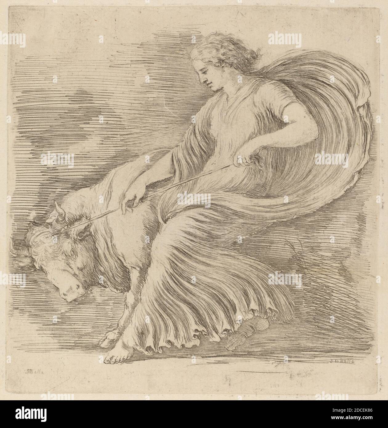 Stefano della Bella, (artista), fiorentino, 1610 - 1664, Donna con giovane bolla, Quadreria Medicea, vol.3 (1986.50.11-108), (serie), incisione su carta deposta Foto Stock