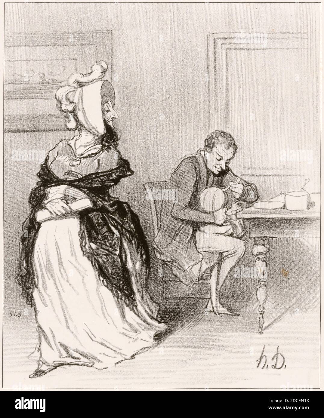 Honoré Daumier, (artista), francese, 1808 - 1879, Adieu, mon cher, je vais chez mes éditeurs..., Les Bas-Bleus: pl.3, (serie), 1844, litografia Foto Stock