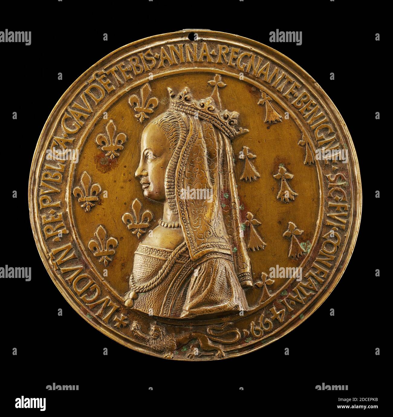 Nicolas Leclerc, (artista), francese, attivo 1487 - 1507, Jean de Saint-Priest, (artista), francese, attivo 1490 - 1516, Anna di Bretagna, 1477-1514, moglie di Luigi XII 1498, 1499/1500, bronzo, totale (diametro): 11.45 cm (4 1/2 in.), peso lordo: 456.9 gr (1.007 lb.), asse: 12:00 Foto Stock