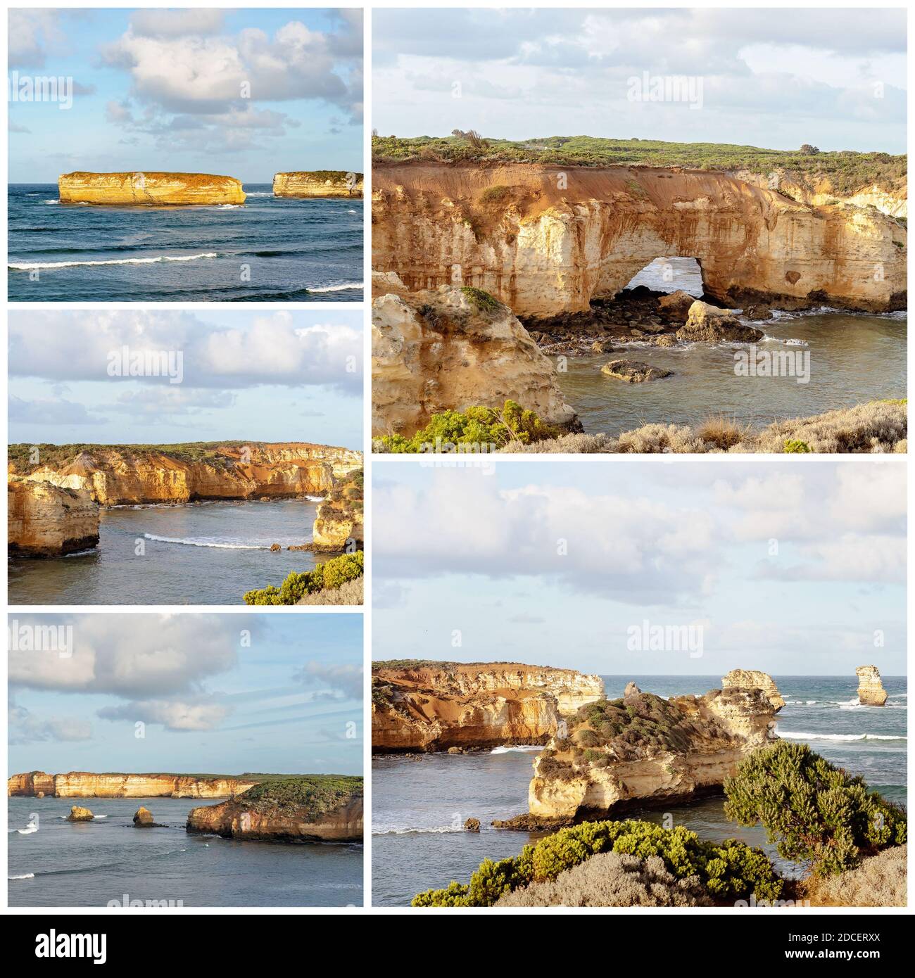 Collage di immagini della Baia delle Isole sul Great Ocean Road in Victoria Australia - famoso punto di riferimento Foto Stock