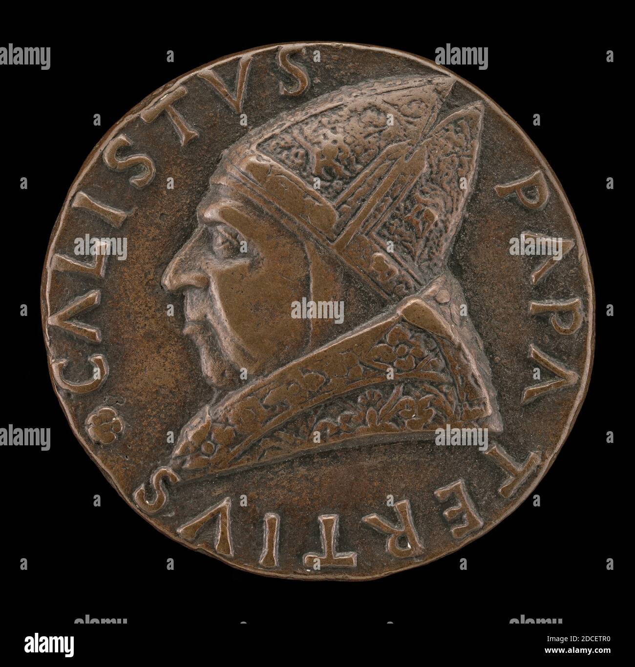 Andrea Guacialoti, (artista), Fiorentino, 1435 - 1495, Callisto III (Alfonso de Borja, 1378-1458), Papa 1455, bronzo, totale (diametro): 4.29 cm (1 11/16 in.), peso lordo: 42.25 gr (0.093 lb.), asse: 6:00 Foto Stock