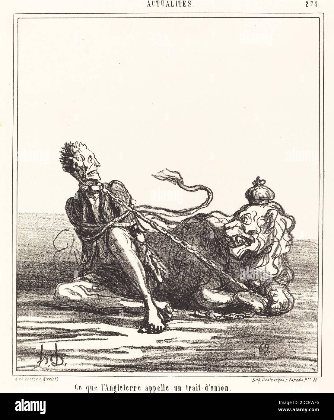 Honoré Daumier, (artista), francese, 1808 - 1879, CE que l'Angleterre appelle un trait-d'Union, Actualités, (serie), 1867, litografia Foto Stock