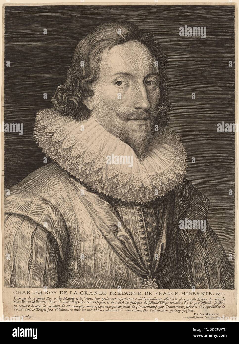 Lucas Emil Vorsterman, (artista), fiammingo, 1595 - 1675, Sir Anthony van Dyck, (artista dopo), fiammingo, 1599 - 1641, Carlo i, re d'Inghilterra, incisione Foto Stock