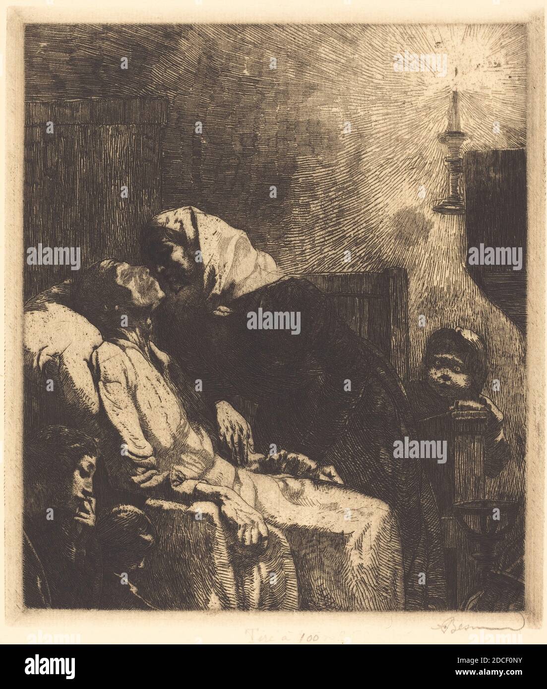 Albert Besnard, (artista), francese, 1849 - 1934, The End, 1883, incisione Foto Stock