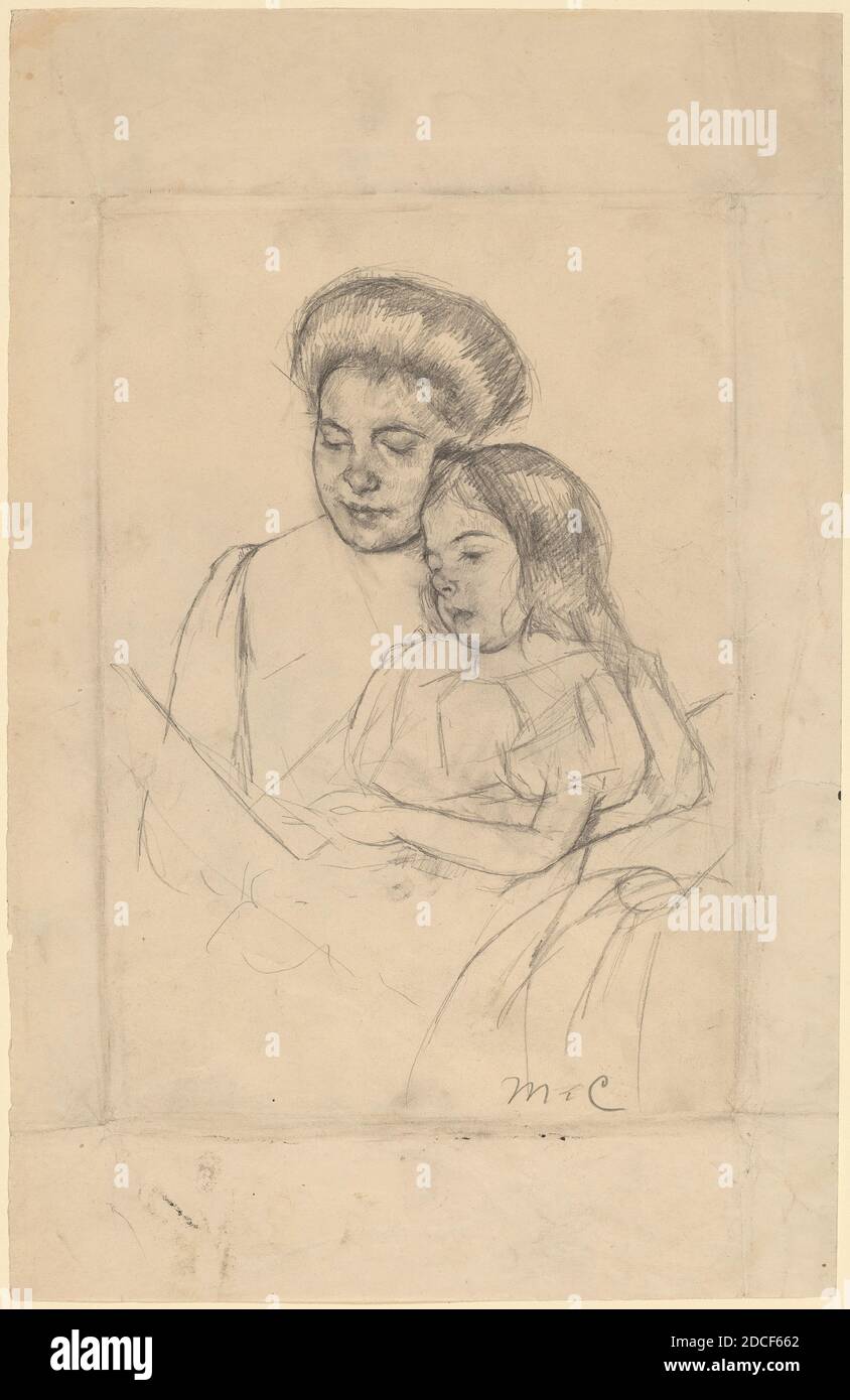 Mary Cassatt, (artista), americano, 1844 - 1926, il Libro delle immagini (n. 1), c. 1901, grafite su carta wove Foto Stock