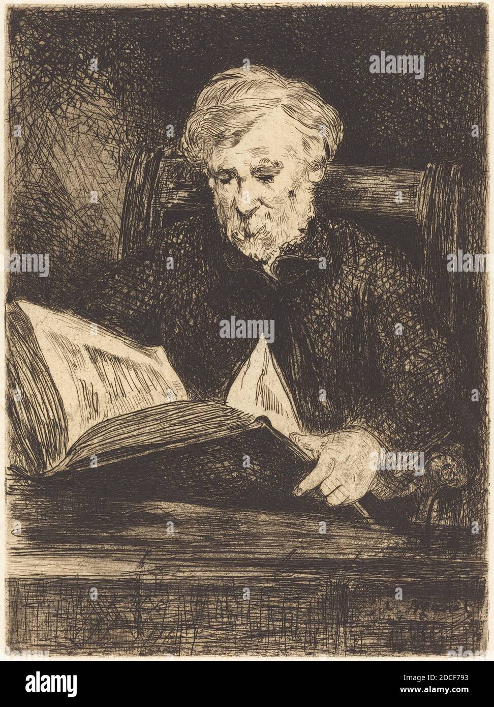 Edouard Manet, (artista), francese, 1832 - 1883, il lettore (le liseur), 1861, incisione Foto Stock